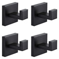 Menbyci 4 Pack Bathroom Towel Hooks, Screw-in Square Matte Black Wall Hooks Robe Hook, Anti-Rust SUS304 Stainless Steel Heavy-Duty Door Hanger Coat Hook, Sturdy for Bathroom/Bedroom/Kitchen/Hotel
