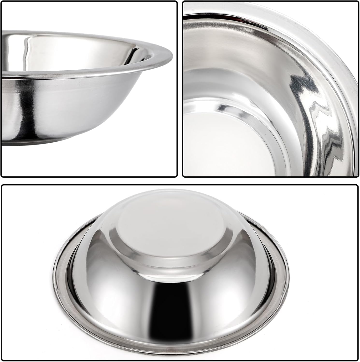 Okllen 10 Pack Small Stainless Steel Mixing Bowls, 6.5 Inch Wide Kitchen Metal Bowl with Flat Base, 3/4 Quart Prep Bowls for Meal Prep, Cooking, Serving, Baking