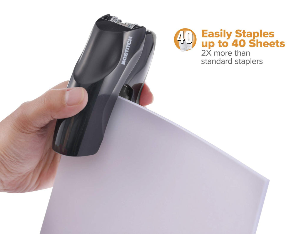 Bostitch Stapler with Staples Value Pack Set, Heavy Duty Stand Up Stapler, Black, 40 Sheet Capacity with 5000 Staples, Small Stapler Size, Fits Into The Palm of Your Hand (B175-BLK -VP)