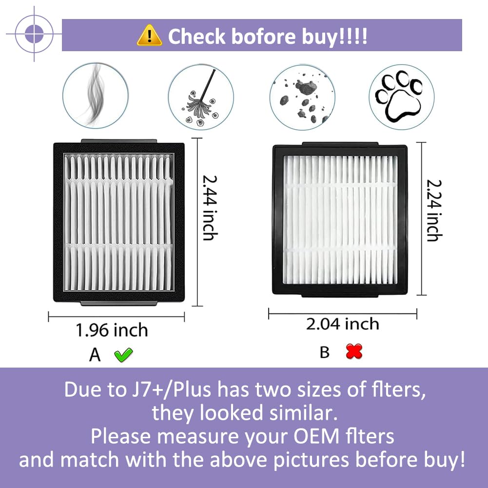 Vacuum Dust Bags and HEPA Filters: Compatible with iRobot Roomba i3 i3+ i4 i4+ i6 i6+ i7 i7+ i8 i8+ Vacuum Cleaner - 8+2pack