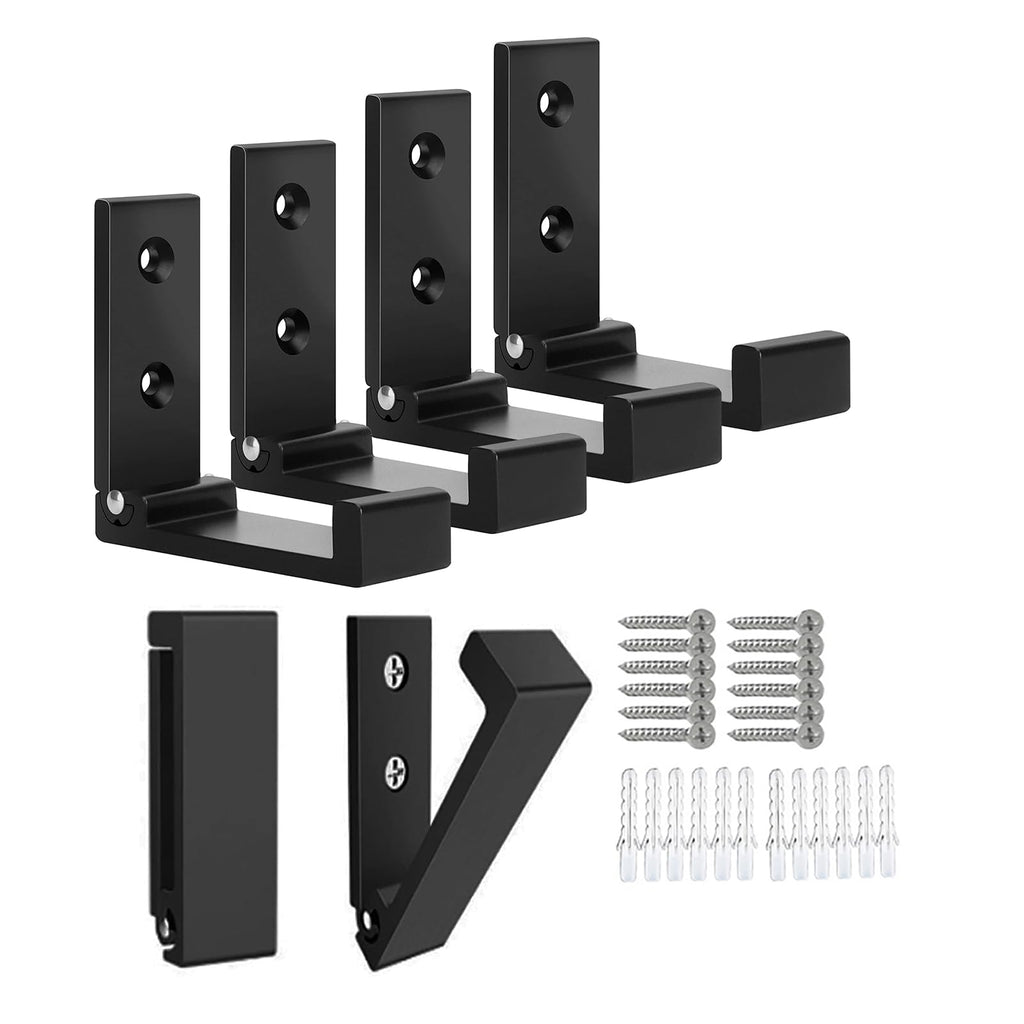 Folding Coat Hooks OHIYO 6Pcs Wall Hooks for Hanging Coat & Bags & Hat & Backpack Black Hooks Wall Mounted Heavy Duty Wall Hooks, Headphones Holder or Wall Hanger Hook (Black)