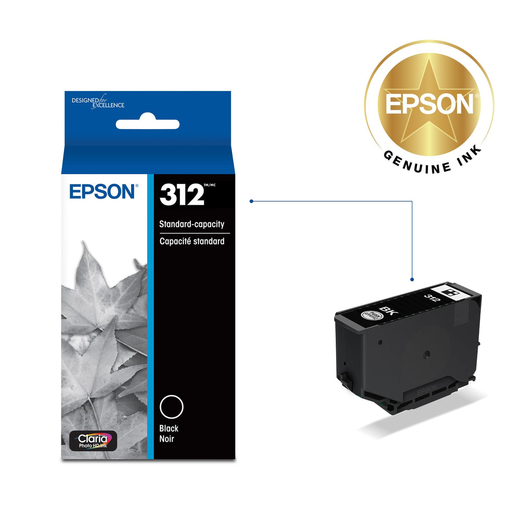 EPSON 312 Claria Photo HD Ink Standard Capacity Black Cartridge (T312120-S) Works with Expression XP-8500, 8600, 8700, 15000