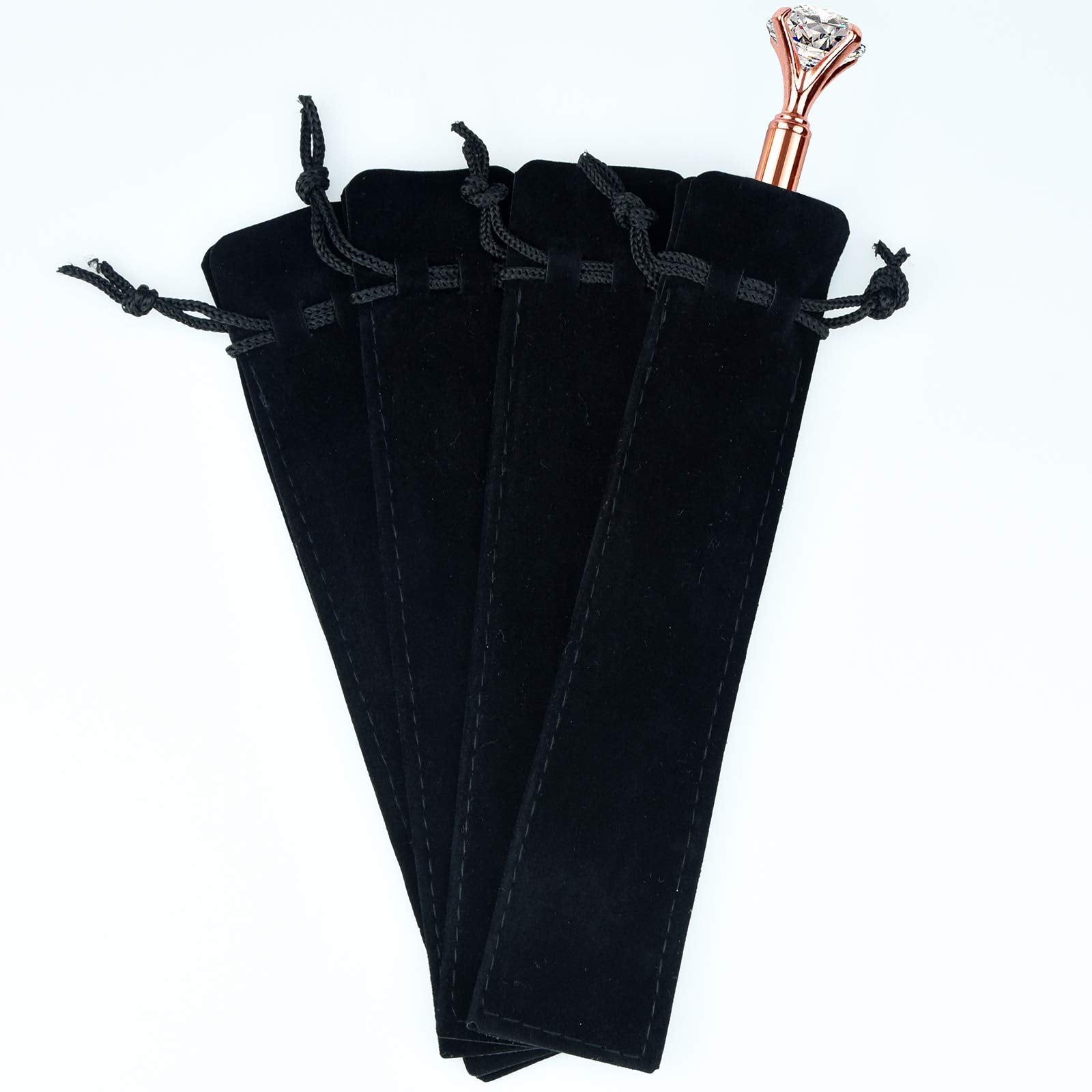 SUMERSHA 100pcs Velvet Pen Pouch Drawstring Pen Bag Single Pen Sleeve Holder for Office Business Gift
