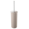 Superio Ribbed Collection - Decorative Plastic Toilet Bowl Brush and Holder Set, Taupe (1 Pack) Cleaner Scrubber for Bathroom