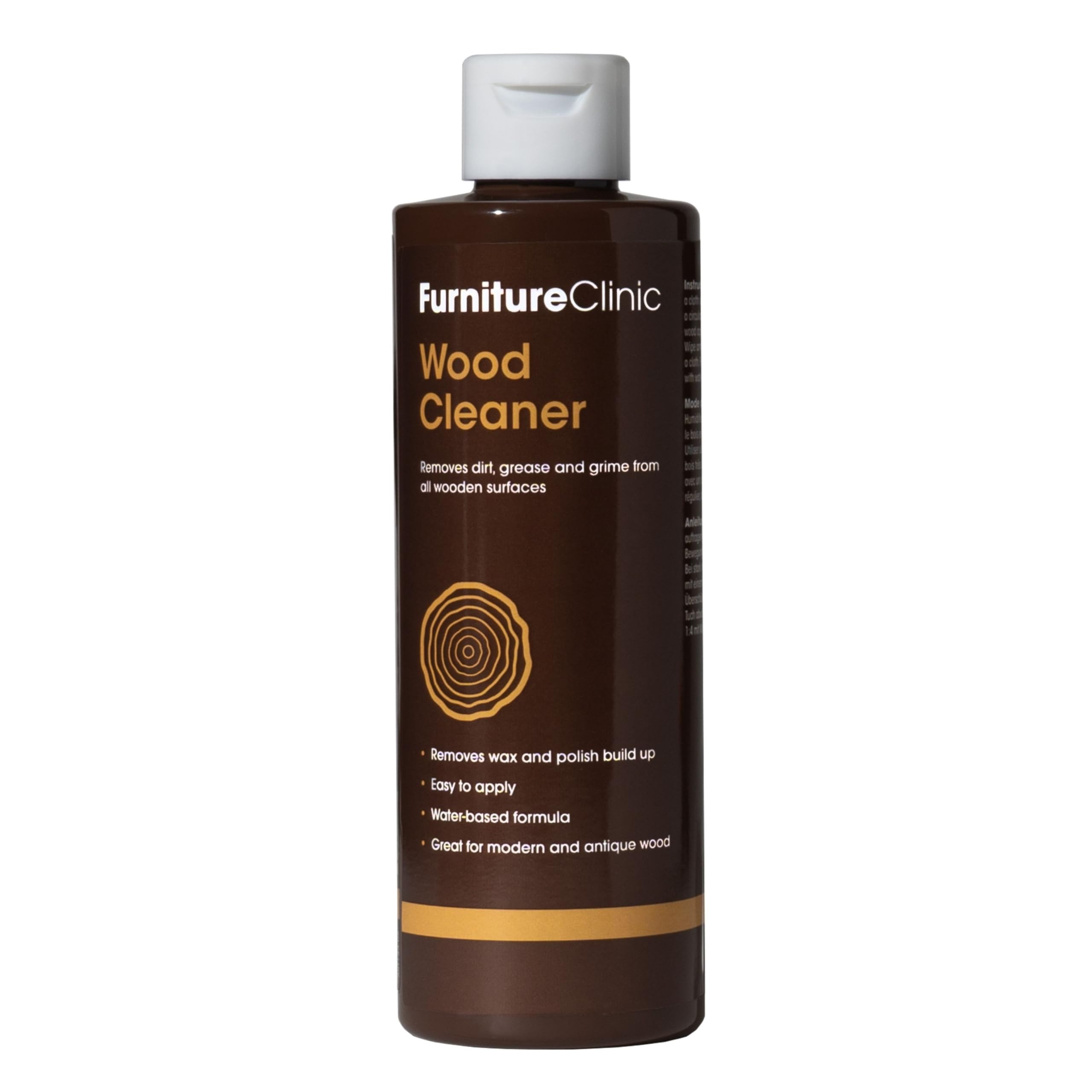 Furniture Clinic Wood Cleaner | Cleans Furniture, Shelves, Tables, Barstools, Cabinets & Other Wood Surfaces | Easily Remove Build Up, Grease and Dust | 17oz/500ml