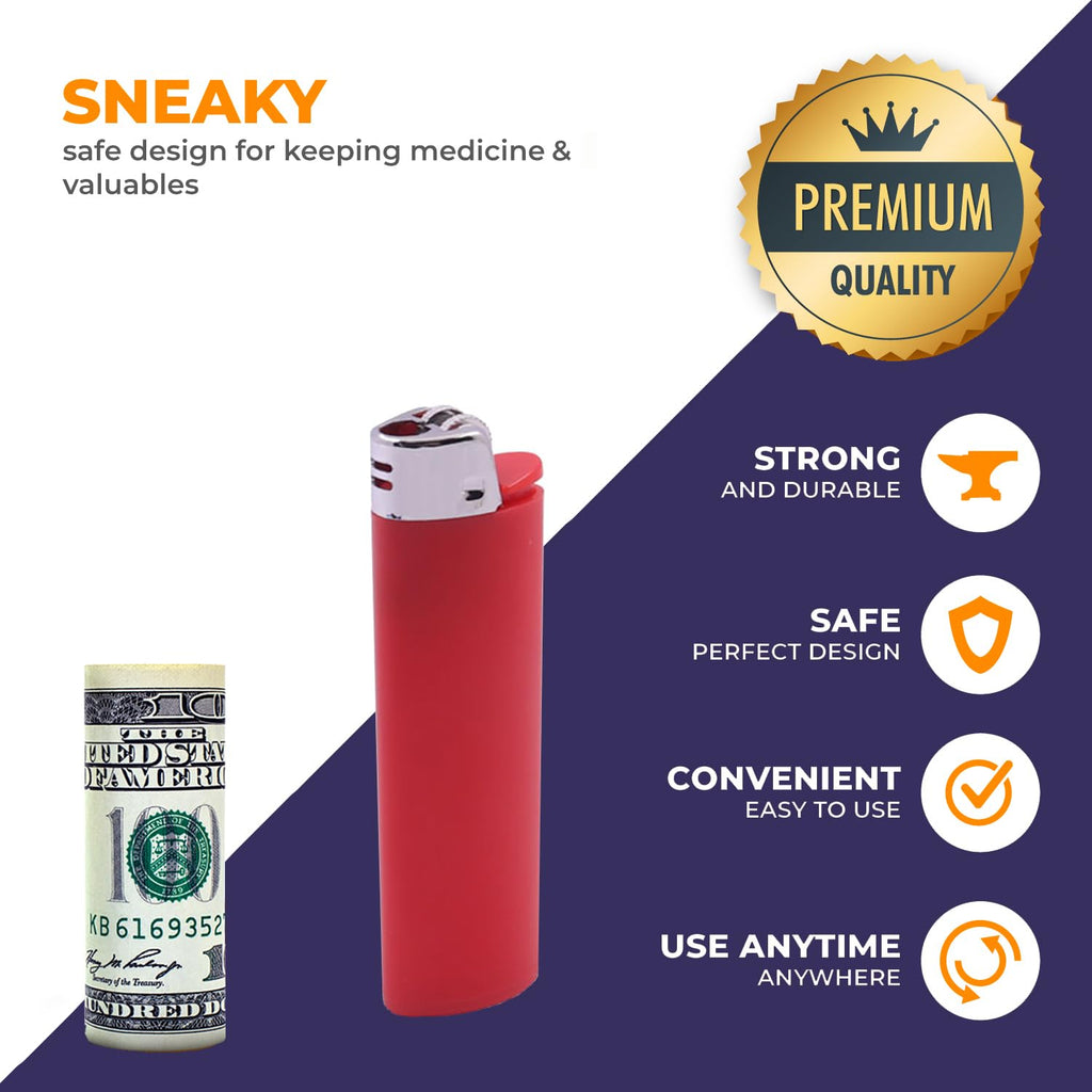 SECRET STASH Fake Lighter Diversion Safe - Hidden Compartments for Cash Jewelry Pills | Storage Box Discreet Hide Money Small Container Store Valuables in Plain Sight Safes Pill Hiding Light (5)