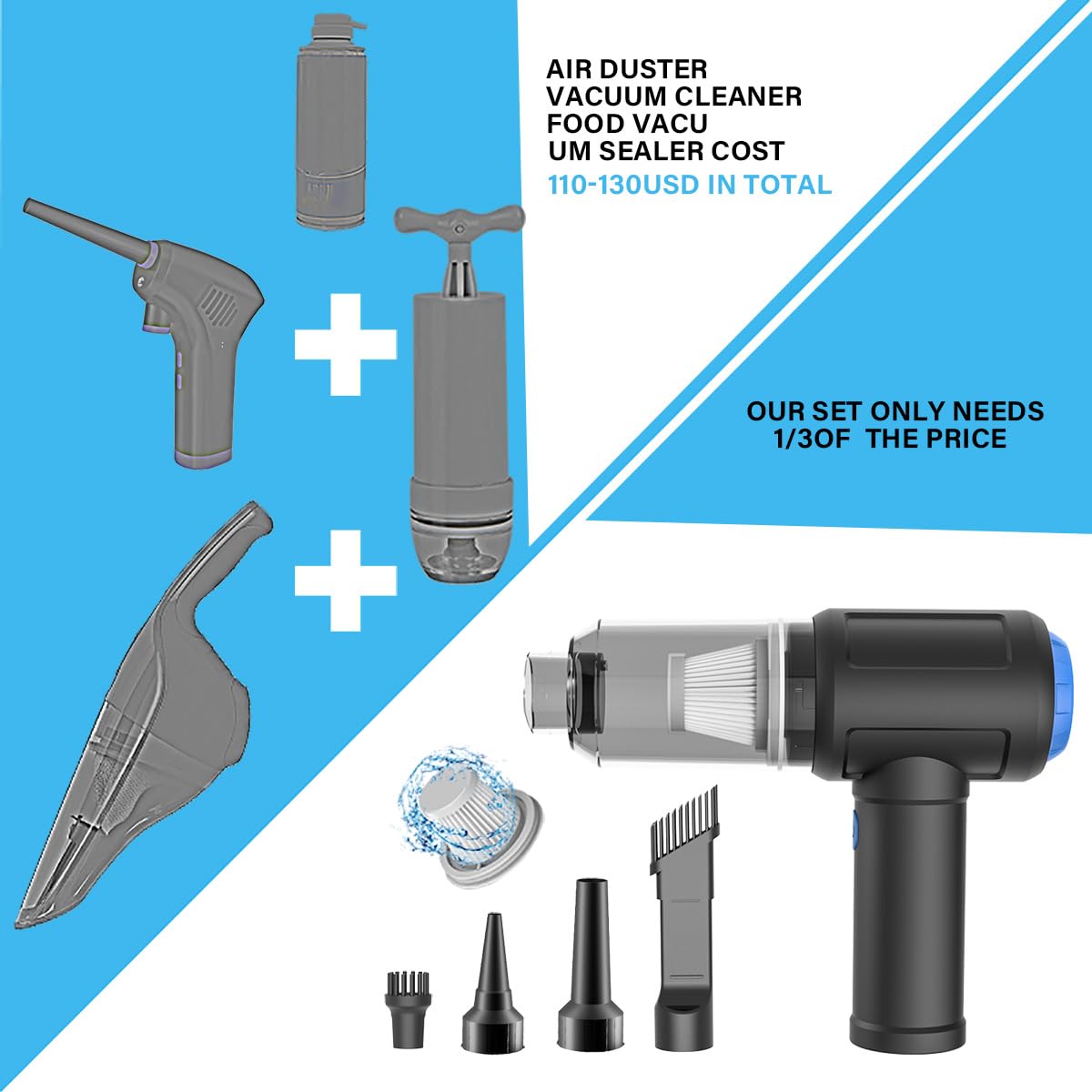Meudeen Air Duster - Computer Vacuum Cleaner - for Keyboard Cleaning - Cordless Canned Air