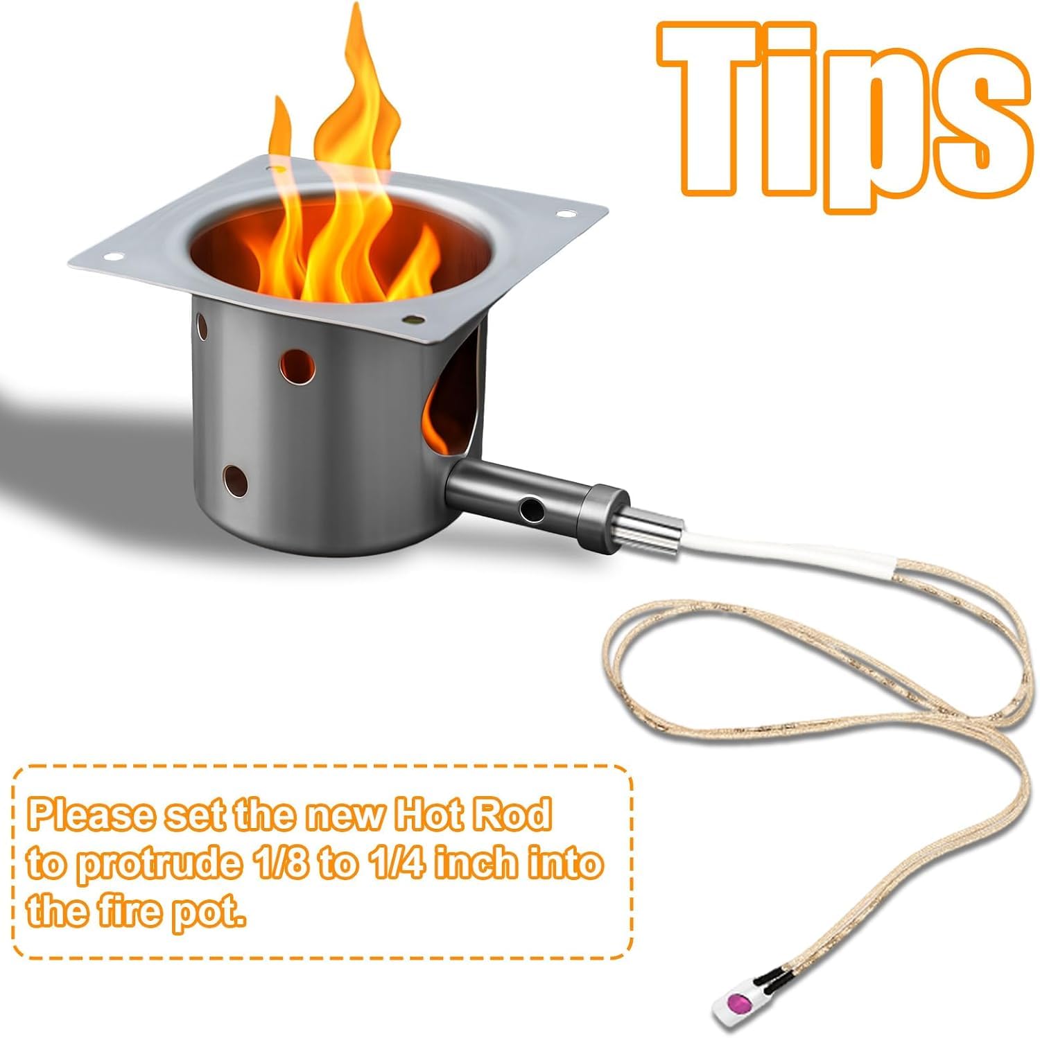Wadoy Grill Hot Rod Ignitor Kit with 2 Pieces Fuses Compatible with Traeger, Pit Boss, Camp Chef, Wood Pellet Grills (2 Set)