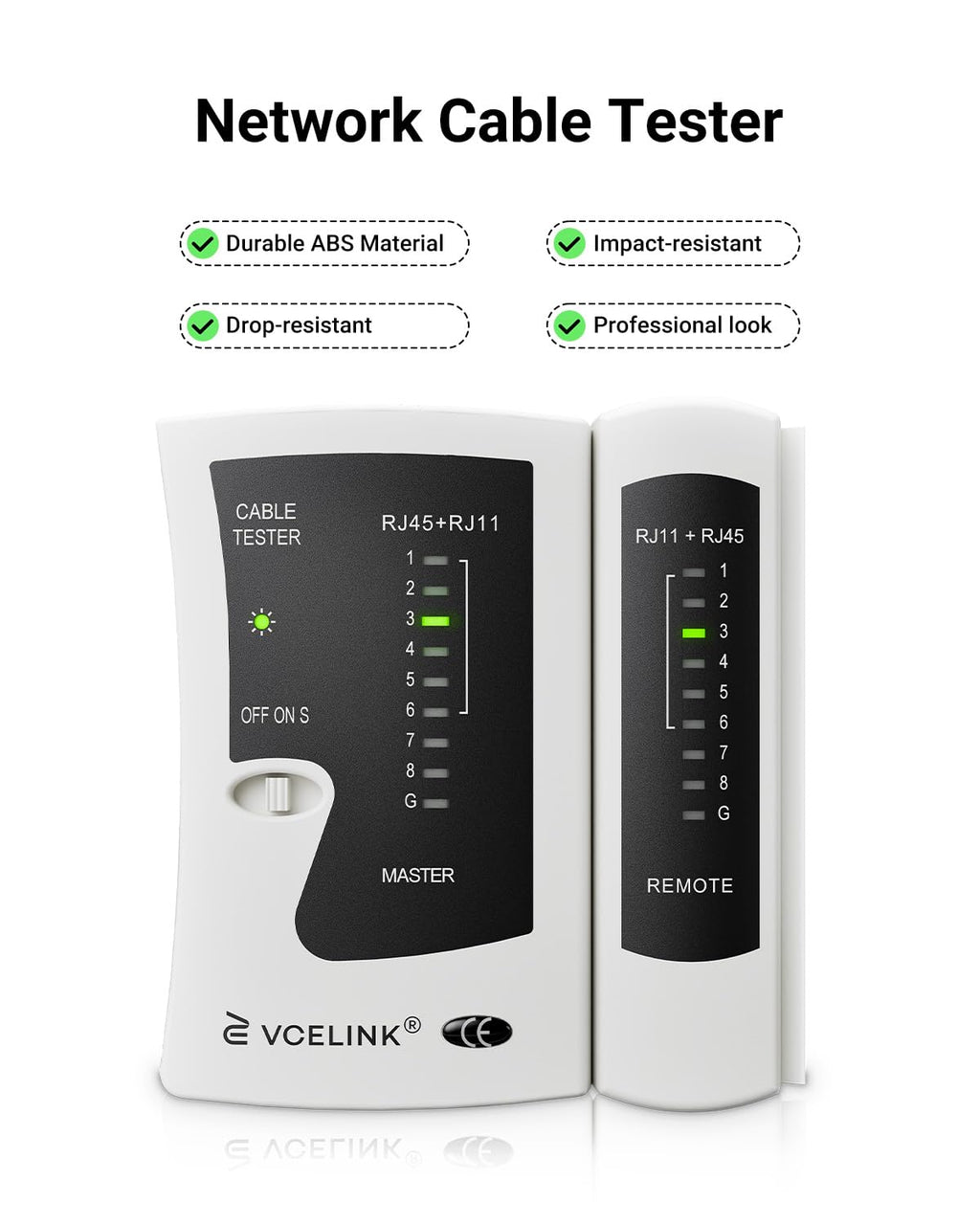 VCELINK Network Cable Tester, RJ45 Ethernet Cable Tester for Cat6/Cat5/Cat7 LAN Cable & RJ11 Phone Cable