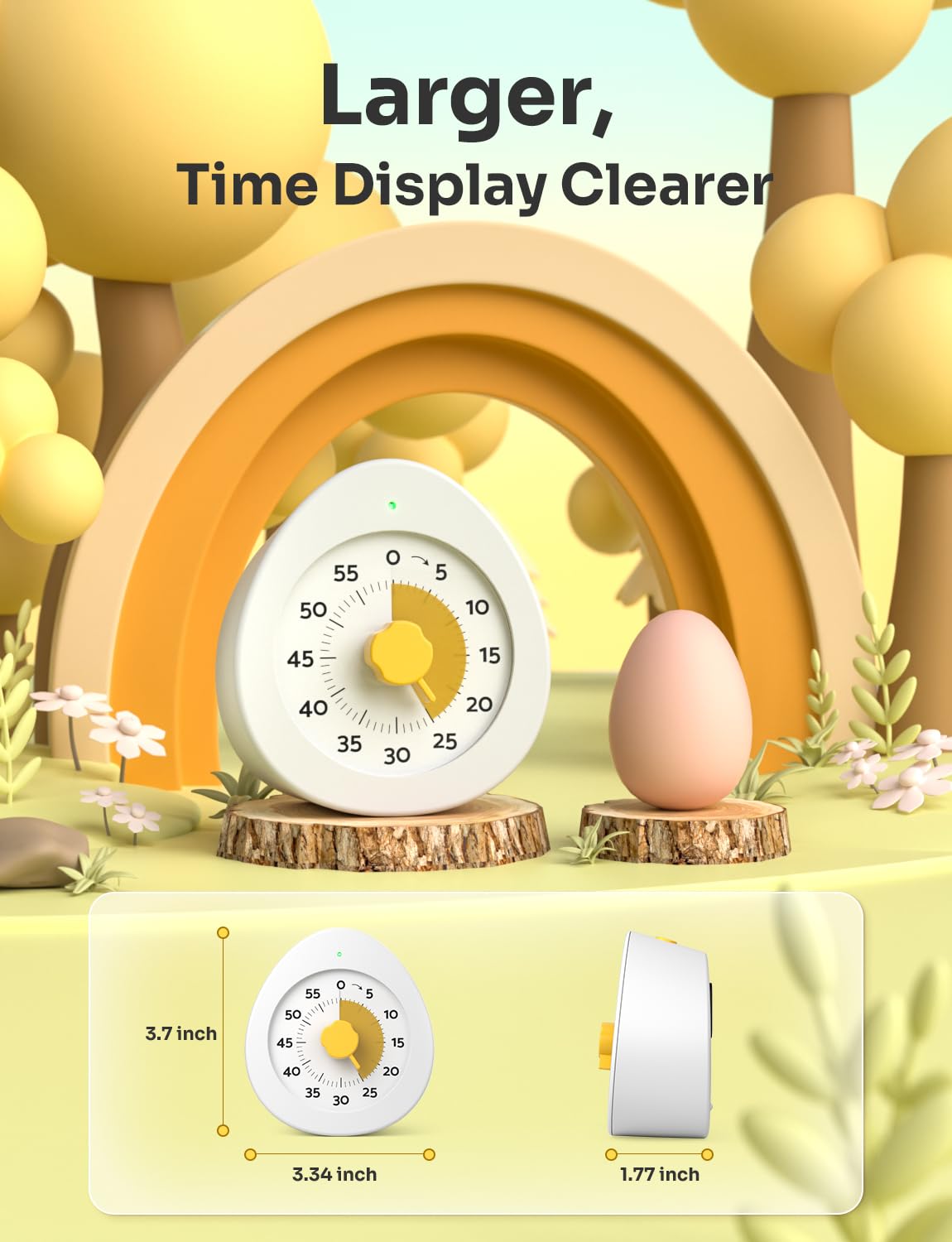 LIORQUE 60 Minute Visual Timer with Pause Function, Visual Timer for Kids and Adults, Time Management Countdown Timer for Classroom Cooking Meting, Non-Ticking Timer