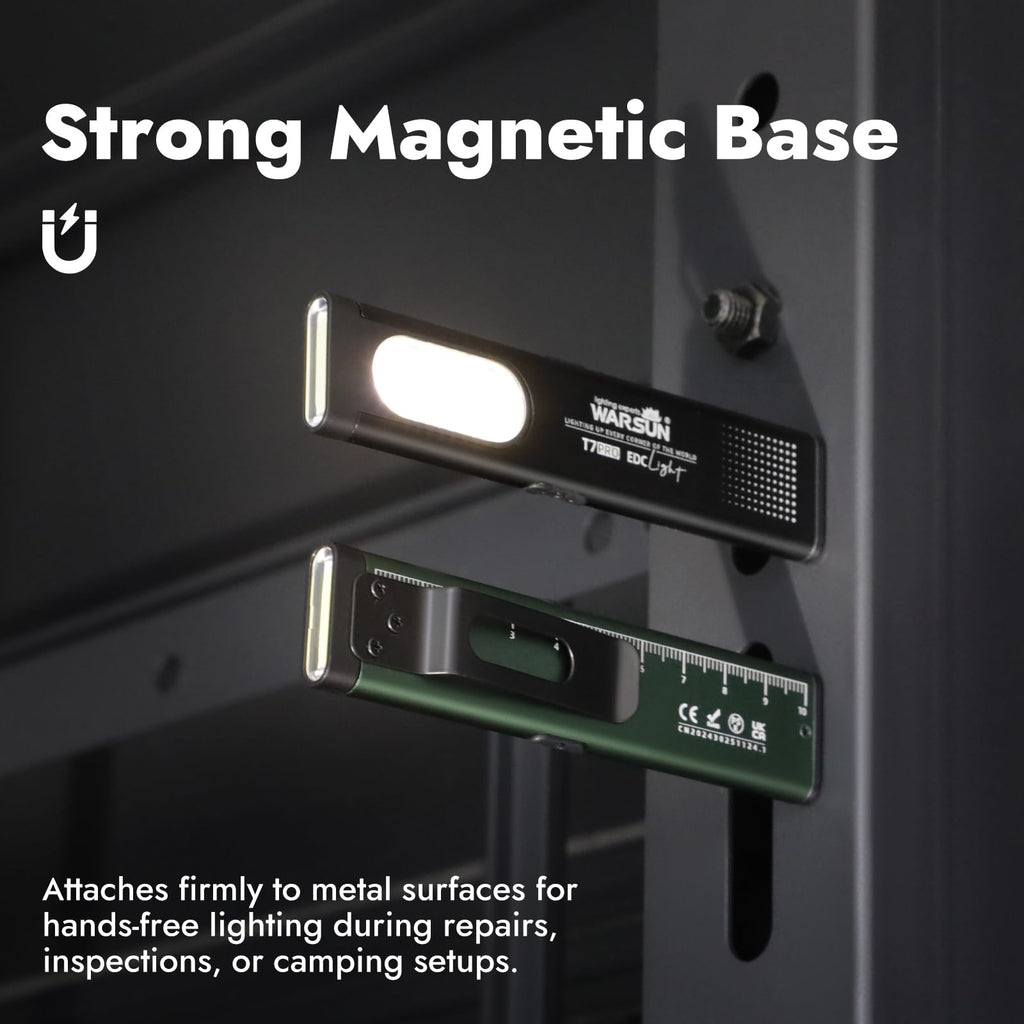 WARSUN T7 Mini LED Flashlight, USB-C Rechargeable, Magnetic Work Light with COB Side Light, Compact EDC Flashlight, Multiple Modes, Portable Pocket Light
