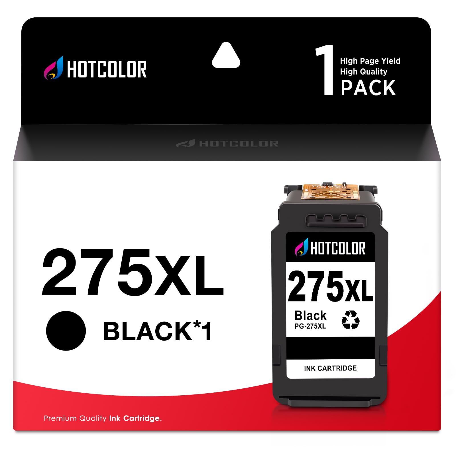 HOTCOLOR HOTCOLOR PG-275XL Black Ink Cartridges PG-275 XL Replacement for Canon Ink 275 and 276 XL for Canon 275 Black Ink for Canon PIXMA TS3522 TS3520 TR4720 (1 Black, 1 Pack)