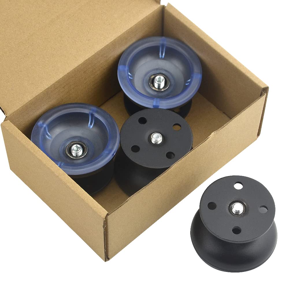 XINMEIWEN 4Pack Adjustable Metal Furniture Legs Stainless Steel Cabinet Feet Round for Cabinet Sofa Table Kitchen Feet Replacement (1.5’’/ 38mm, Black)
