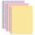 Aesthetic Spiral Notebook 3 Pack - 1-Subject College Ruled Paper, 8" x 10-1/2", 70 Sheets per Notebook, Hardcover 3 Hole Pastel Colors, Easy Tear Line Spiral Notebooks for Office School Home-Macaron