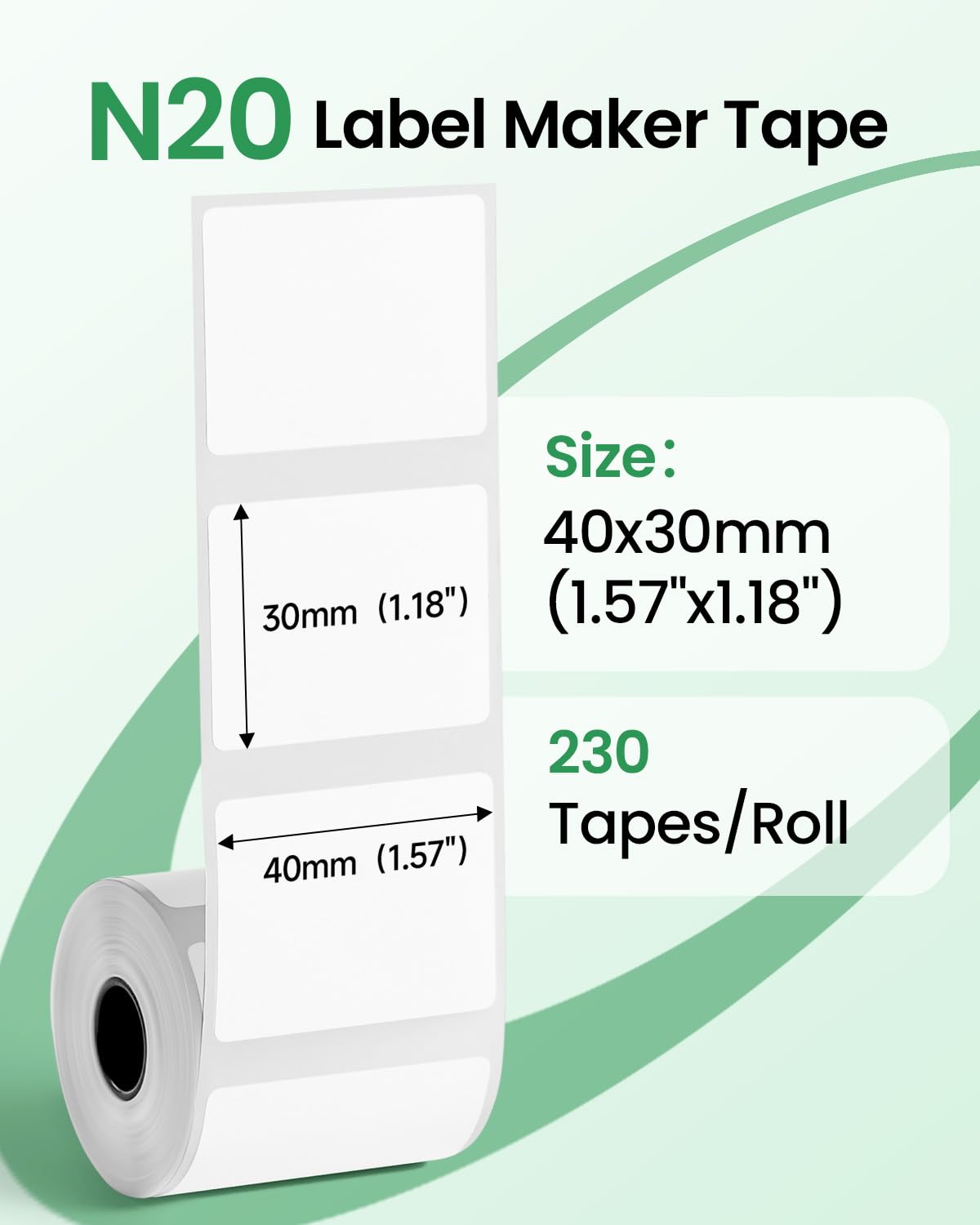3-Rolls Thermal Labels Compatible with SUPVAN T50M pro,ETIKEZ PM260,NDYIN N20 and ORGSTA T003 Label Maker Tape, 40x30mm(1.57"x1.18"),230 Labels/Roll,Thermal Labels for N20 Label Maker