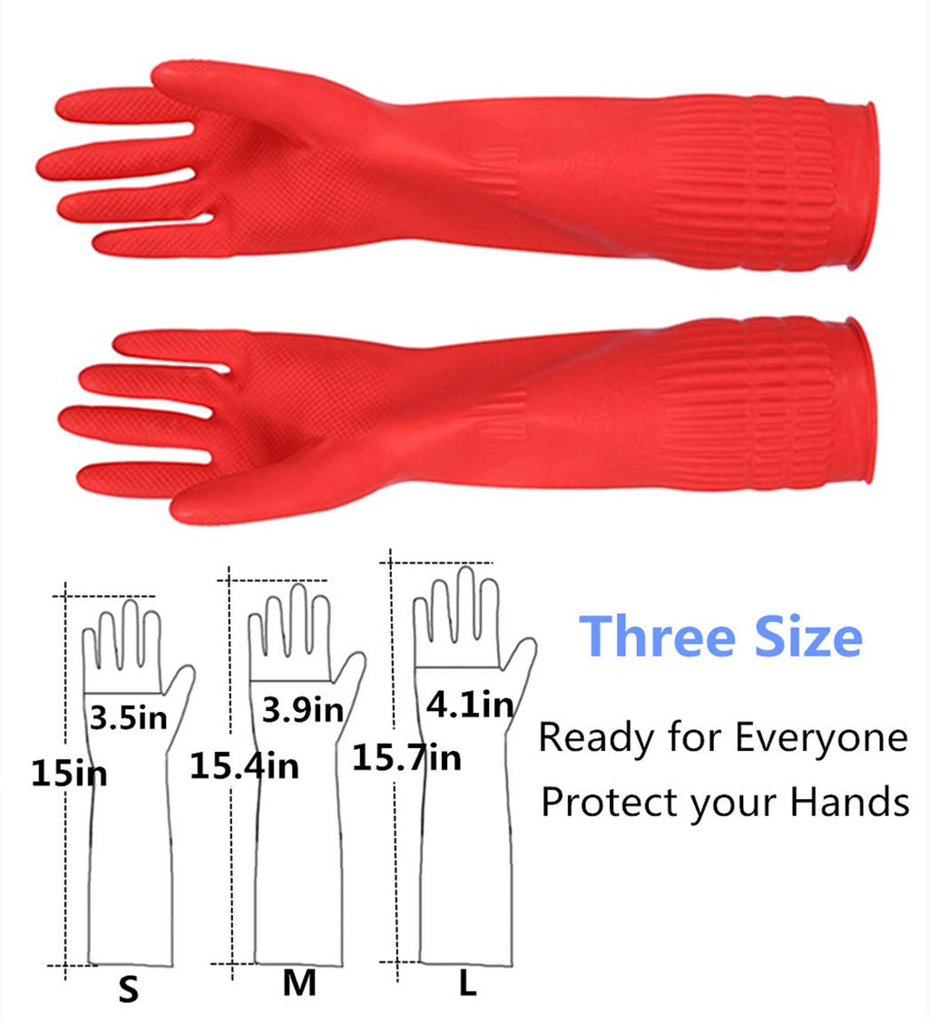 YSLON Rubber Cleaning Gloves Kitchen Dishwashing Glove 2-Pairs And Cleaning Cloth 2-Pack,Waterproof Reuseable.(Medium)