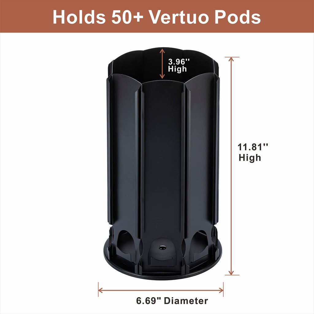 Rice Rat VertuoLine Coffee Pod Carousel Holder (40+ Pods, Black Metal & Rubber, 360° Rotate, Space Saving)