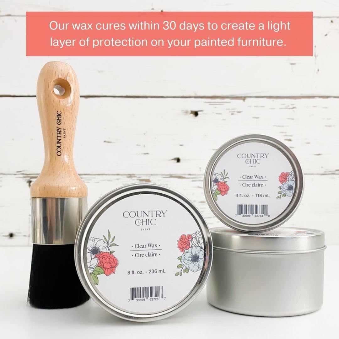 Furniture Wax - 100% Natural Sealant for Chalk Furniture Paint or Raw Wood, Light Protection, Easy To Apply, No Odor, Eco-Friendly - 7 Color Choices - Clear (4 oz)