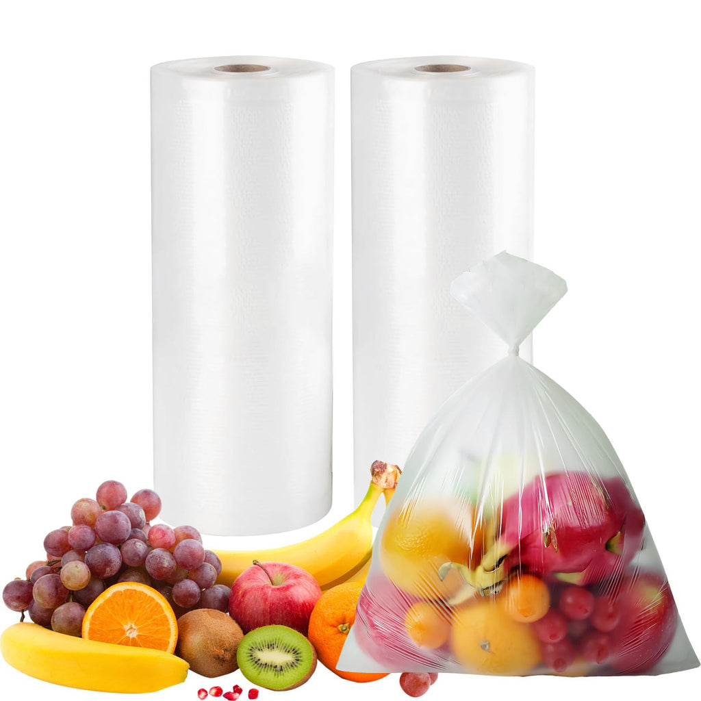 12" x 20" Clear Plastic Produce Bag on a Roll, Food Storage Bag for Vegetables, Bread, Fruits and Meat, Easy To Tear, Continuous - 350 Bags/Roll - [2 Rolls]