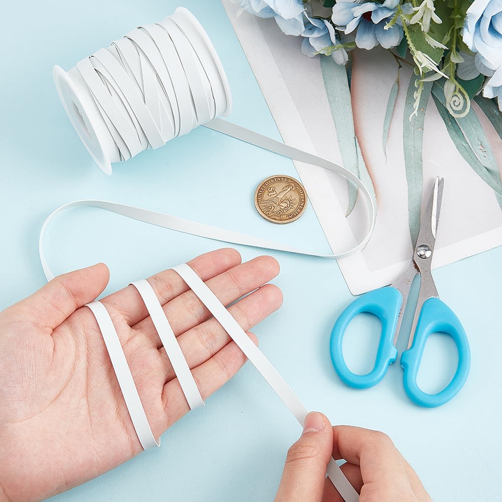 OLYCRAFT 30 Yards Rubber Swimwear Elastic Band 6mm Wide White Elastic Band Swim Flat Band Rubber Band Elastic Rubber Strip Swim Accessory for Clothes Waistbands Sewing Swimwear Craft Embellishment