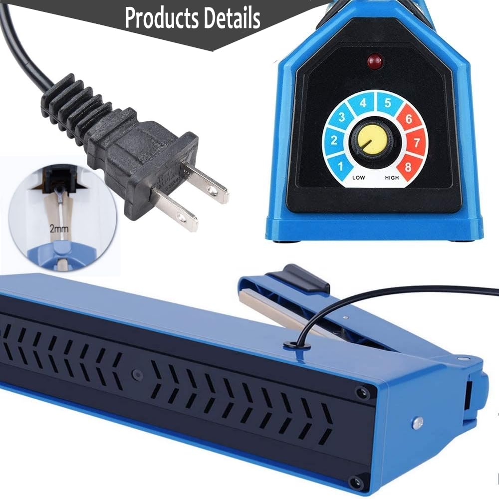 Yeler 8 Inch Impulse Heat Sealer, Manual Poly Machine for Plastic Bags PE PP Bags with Extra Replace Element Grip