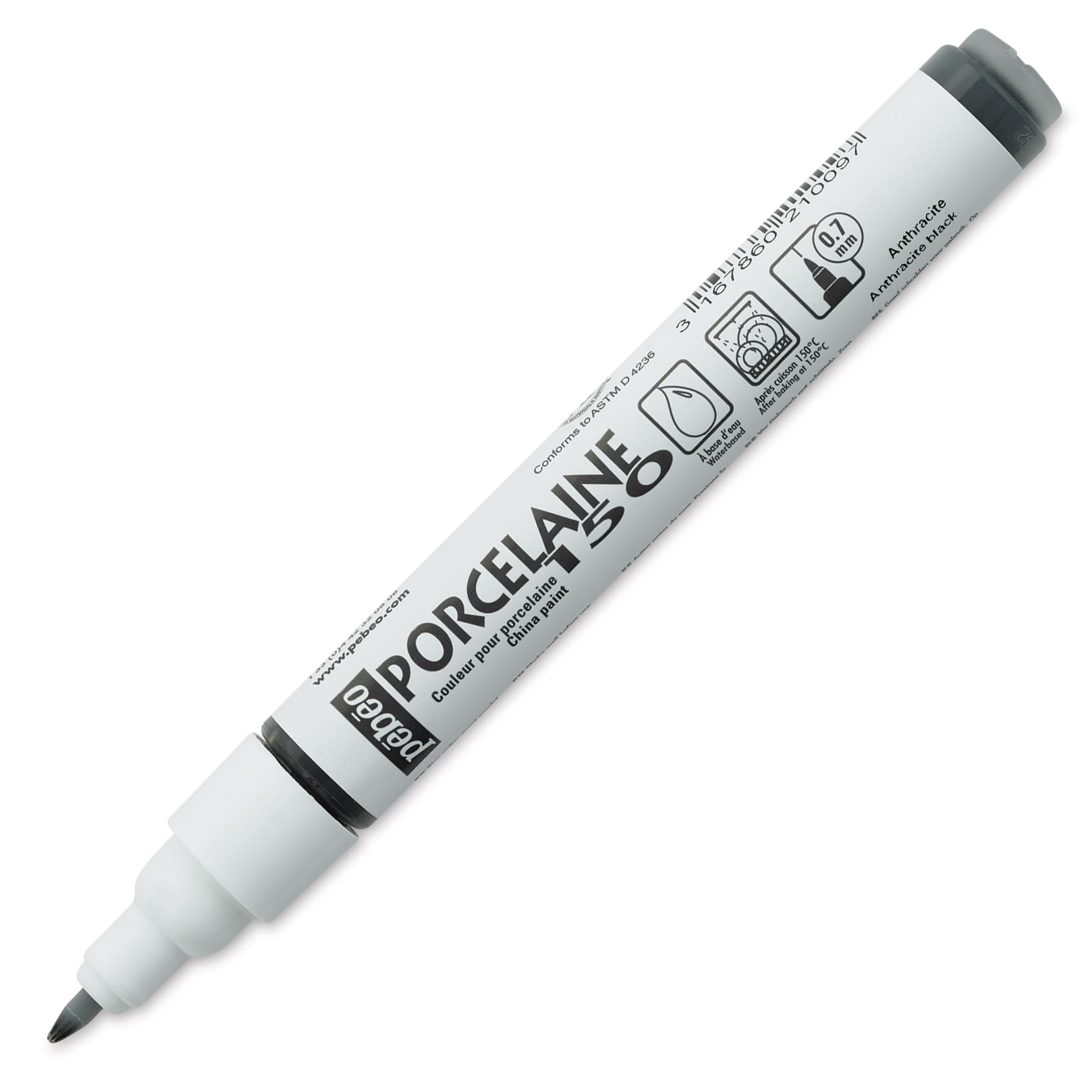 Pebeo 021009 Porcelaine 150 China Paint Fine Tip Marker, Anthracite Black