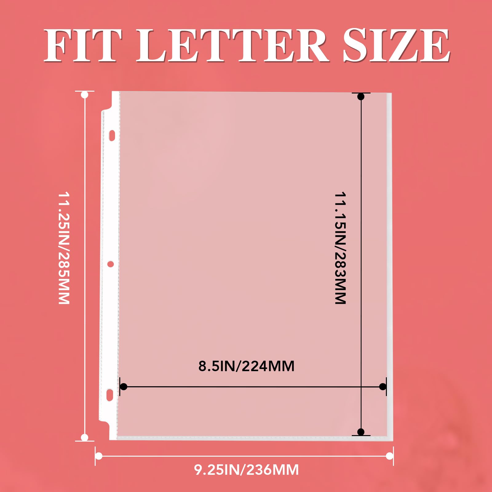 200 Pack Sheet Protectors 8.5 x 11 inch Clear Page Protectors for 3 Ring Binder Non-Glare, Plastic Sleeves for Papers, Document