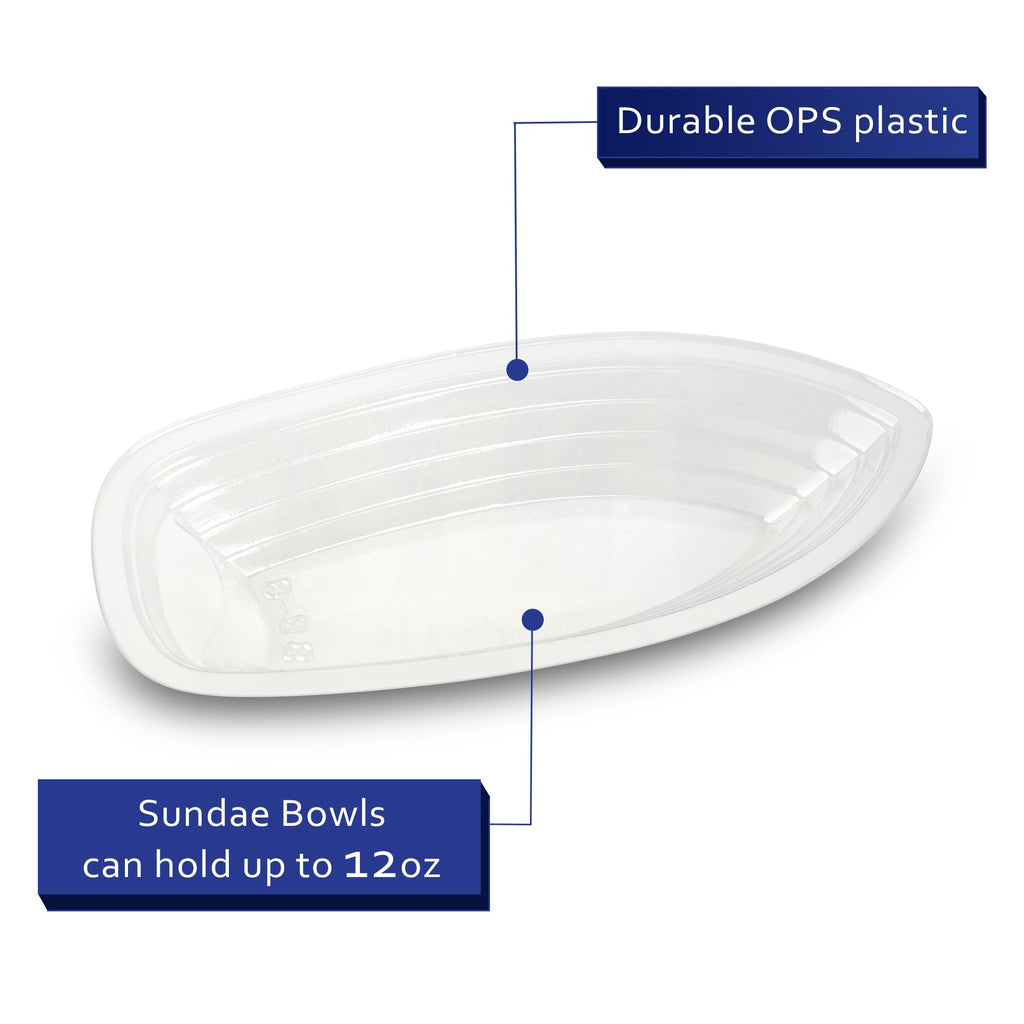 MT Products Clear Plastic Disposable Banana Split Boats - 12 oz. Great for Party Dish (30 Pieces) Ice Cream Sundae Bowls Perfect Size - Made in the USA