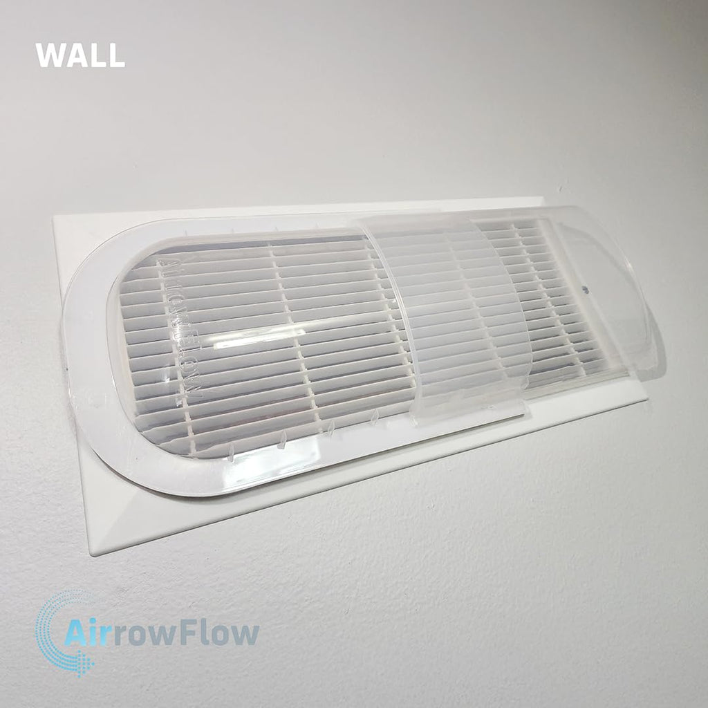 Sideways Floor Wall Ceiling Air Vent Deflector for Under Furniture Heat and Air Deflecting, Fits Vents 3" - 7" Wide, Also Extends Lengthwise up to 17.5", Foam Tape for Tight Seal
