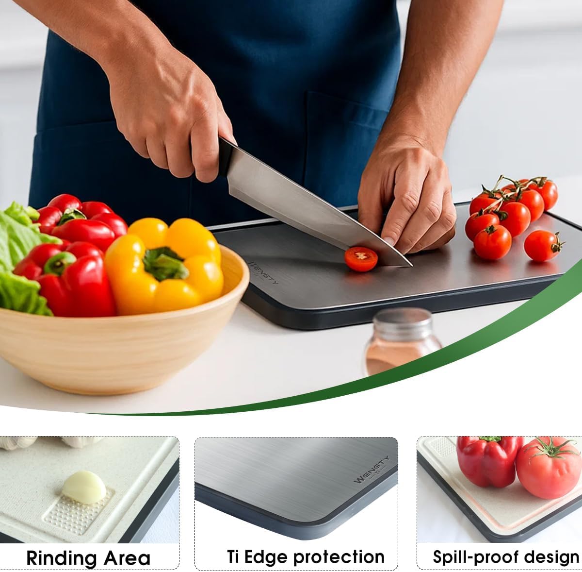 Titanium Cutting Board,100% Pure Titanium Cutting Boards for Kitchen, 2025 New Double Sided Food-Grade CuttingBoard for Meat Vegetable Fruit