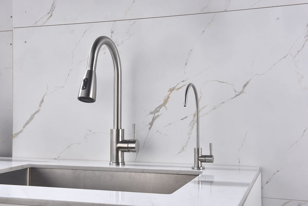 Apaix Drinking Water Faucet Brushed Stainless Steel, Kitchen Water Purifier Faucet Brushed Nickel for Non-Air Gap Reverse Osmosis Water Filtration System