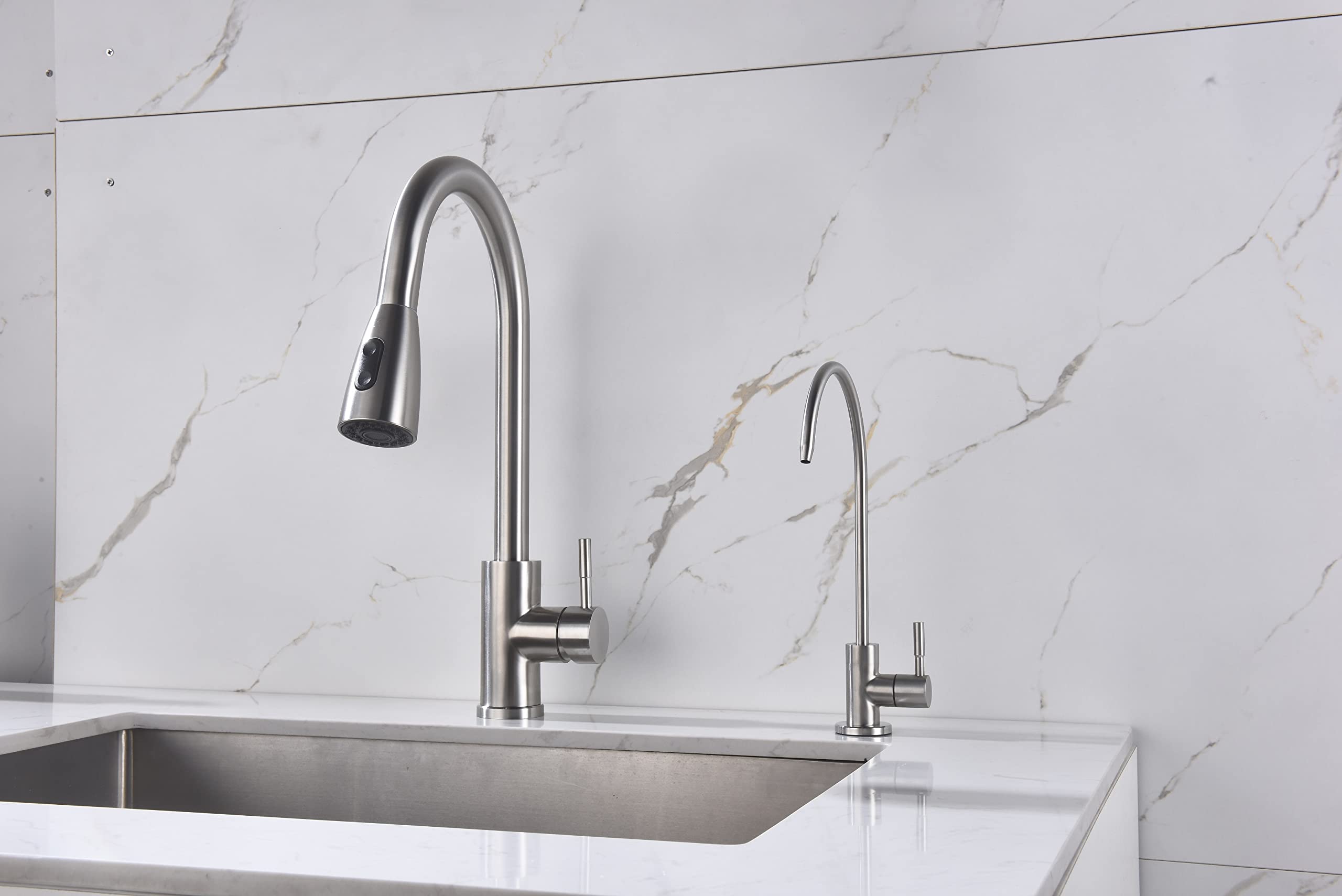Apaix Drinking Water Faucet Brushed Stainless Steel, Kitchen Water Purifier Faucet Brushed Nickel for Non-Air Gap Reverse Osmosis Water Filtration System