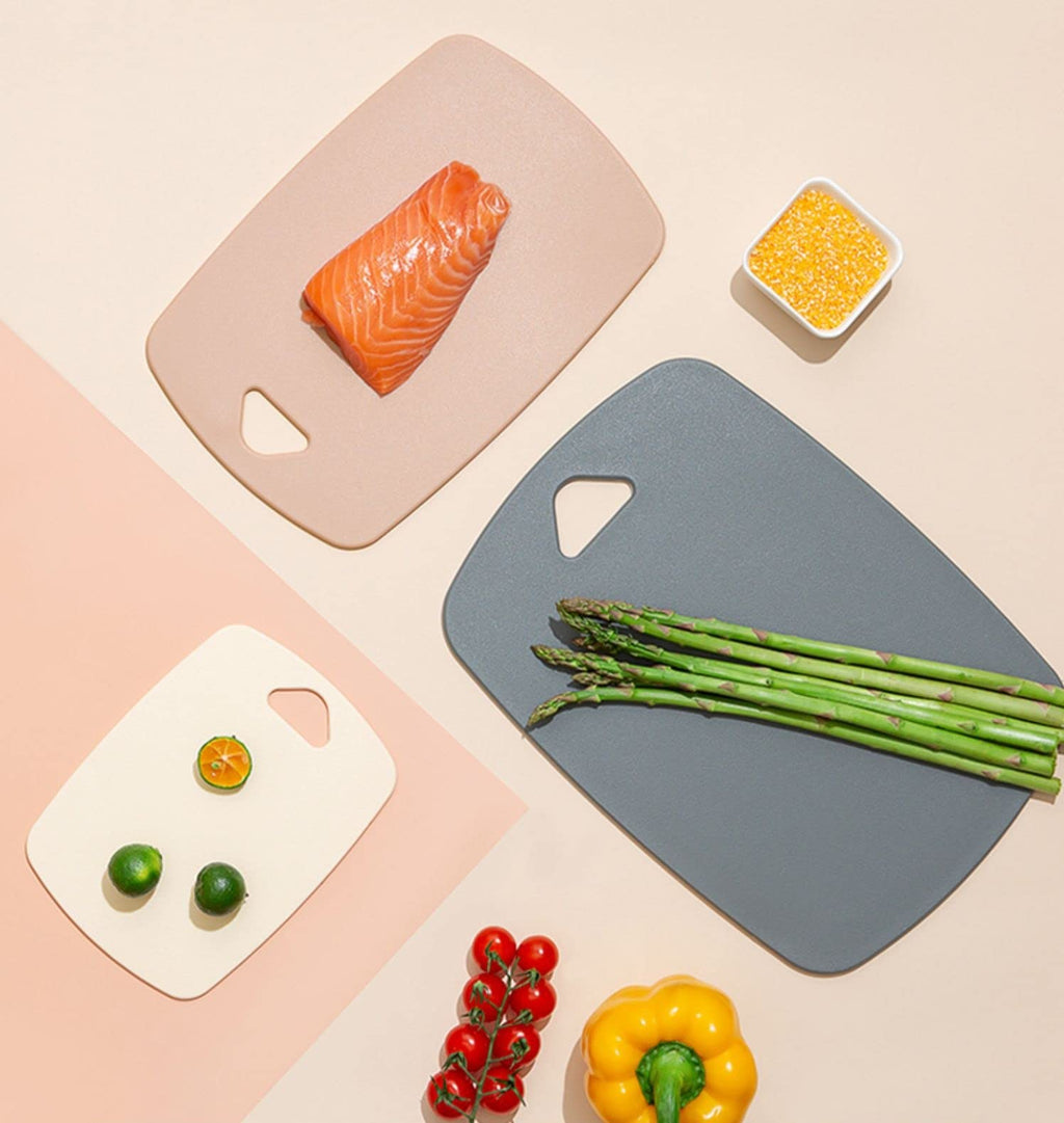 Cutting Boards for Kitchen,Plastic Cutting Board Set of 3, Thick Chopping Boards for Meat, Veggies, Fruits, with Easy Grip Handle,Dishwasher Safe (CBPink-CA)