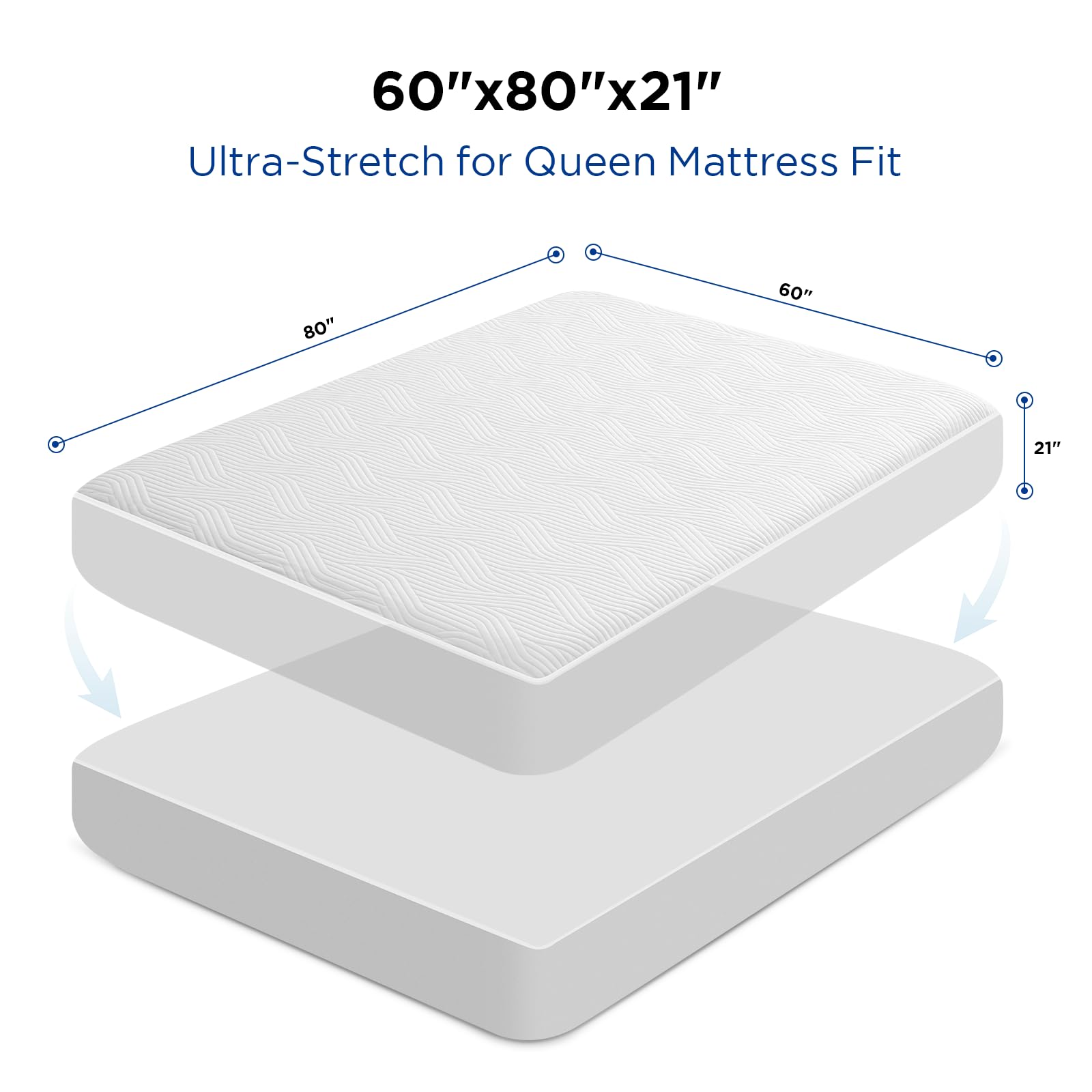 Upvilla Queen Mattress Protector Waterproof - Machine Washable, Noiseless Bed Mattress Pad Cover with Deep Pocket for 8 to 21 Inch Mattresses