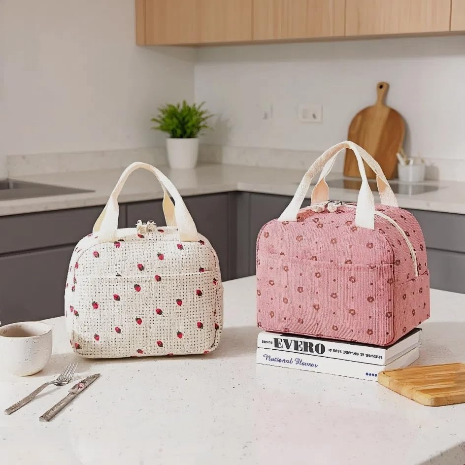 Lunch Bags for Women Reusable - Large Insulated Lunch Box Lightweight Tote for Work, Travel, Beach & Daily Use, Coffee - Chequered