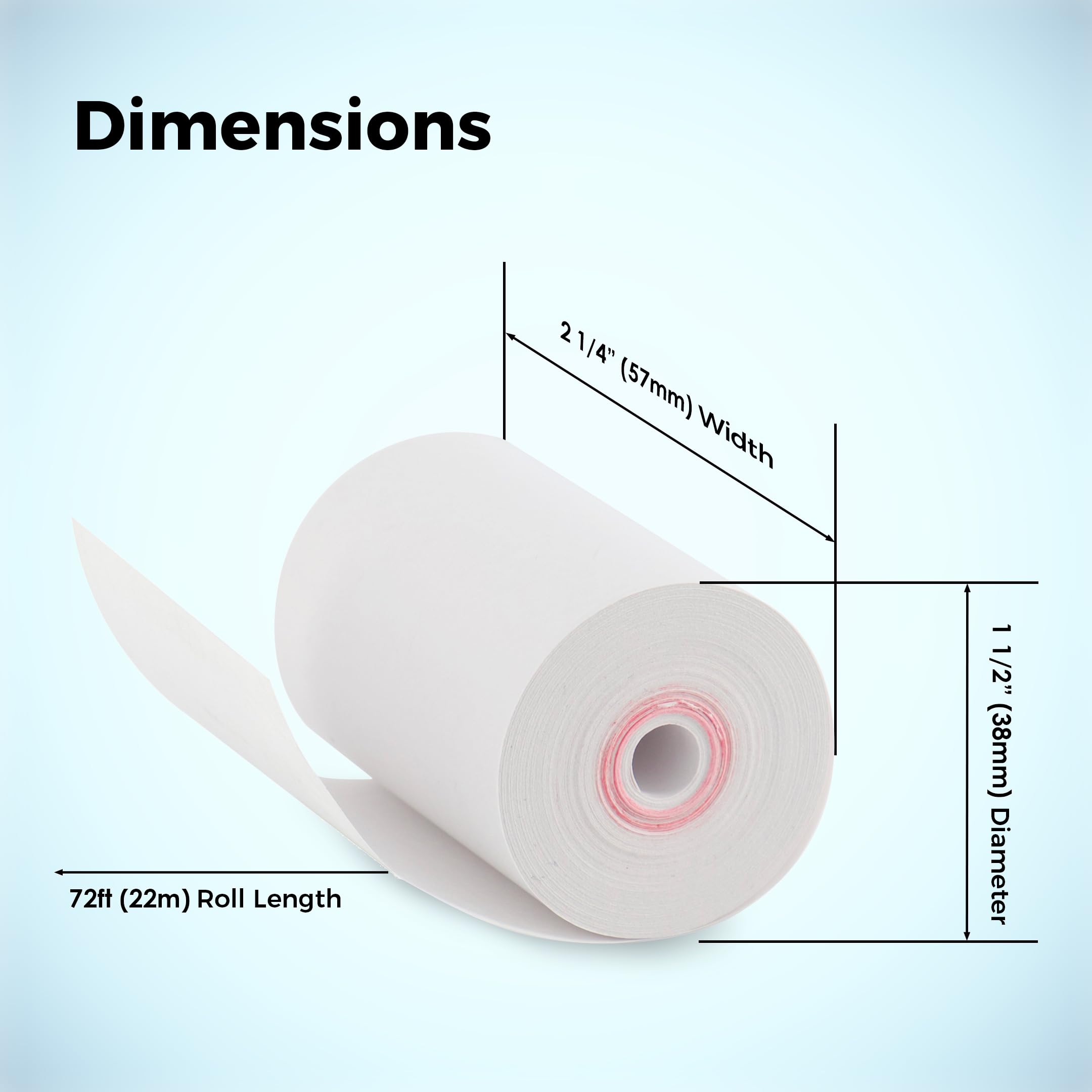 ReceiptPaperPro 2 1/4” x 72 ft Coreless Thermal Paper Receipt Rolls fits Poynt C Smart Terminal V3 and Cash Register POS Credit Terminals, 25 Rolls/Case