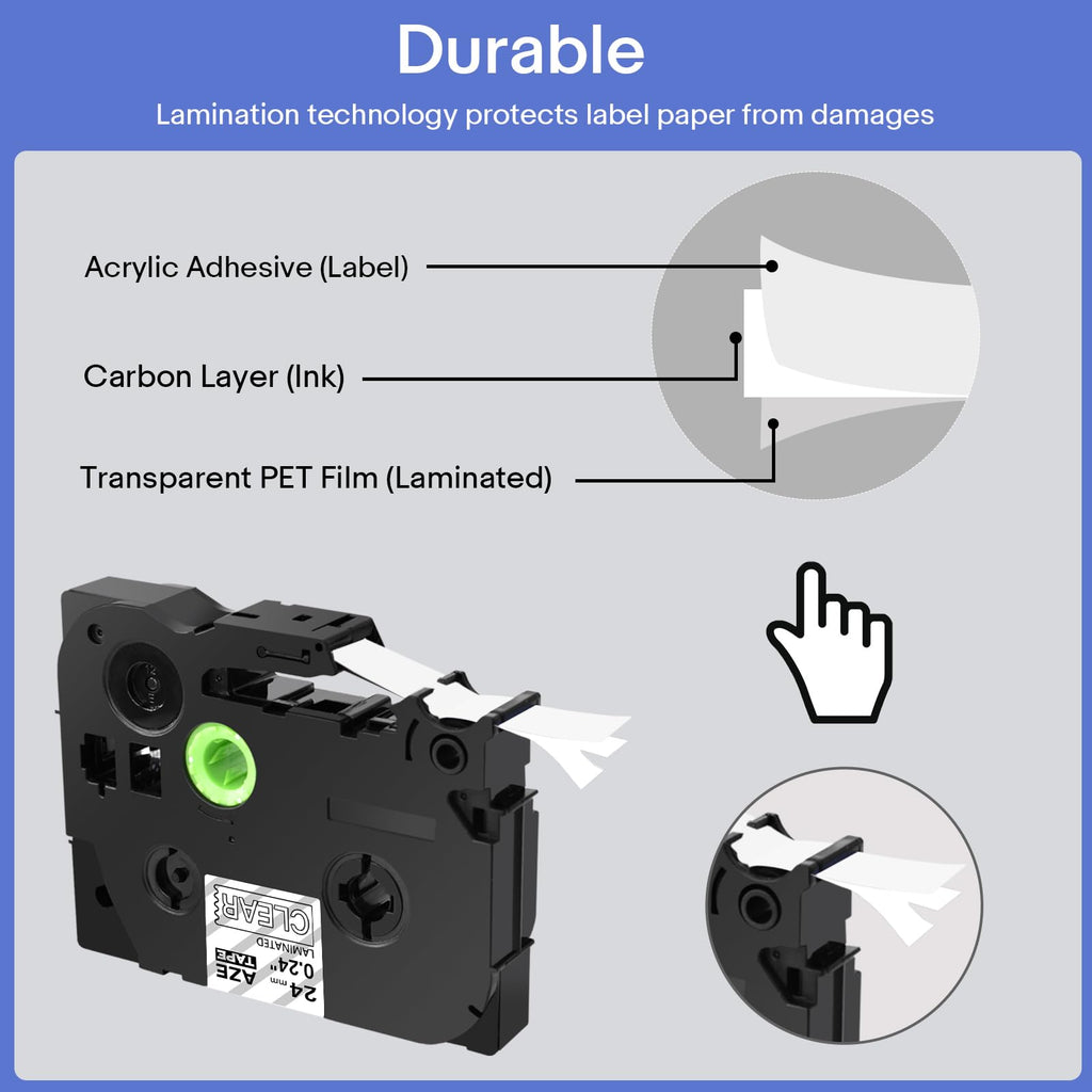 GREENCYCLE TZe-155 White on Clear Label Tape Compatible for Brother P-Touch Label Maker TZe TZ Tape TZe-155 TZ-155 24mm 0.94 Laminated Clear for PT-D600 D610BT P700 P750W, 2 Pack