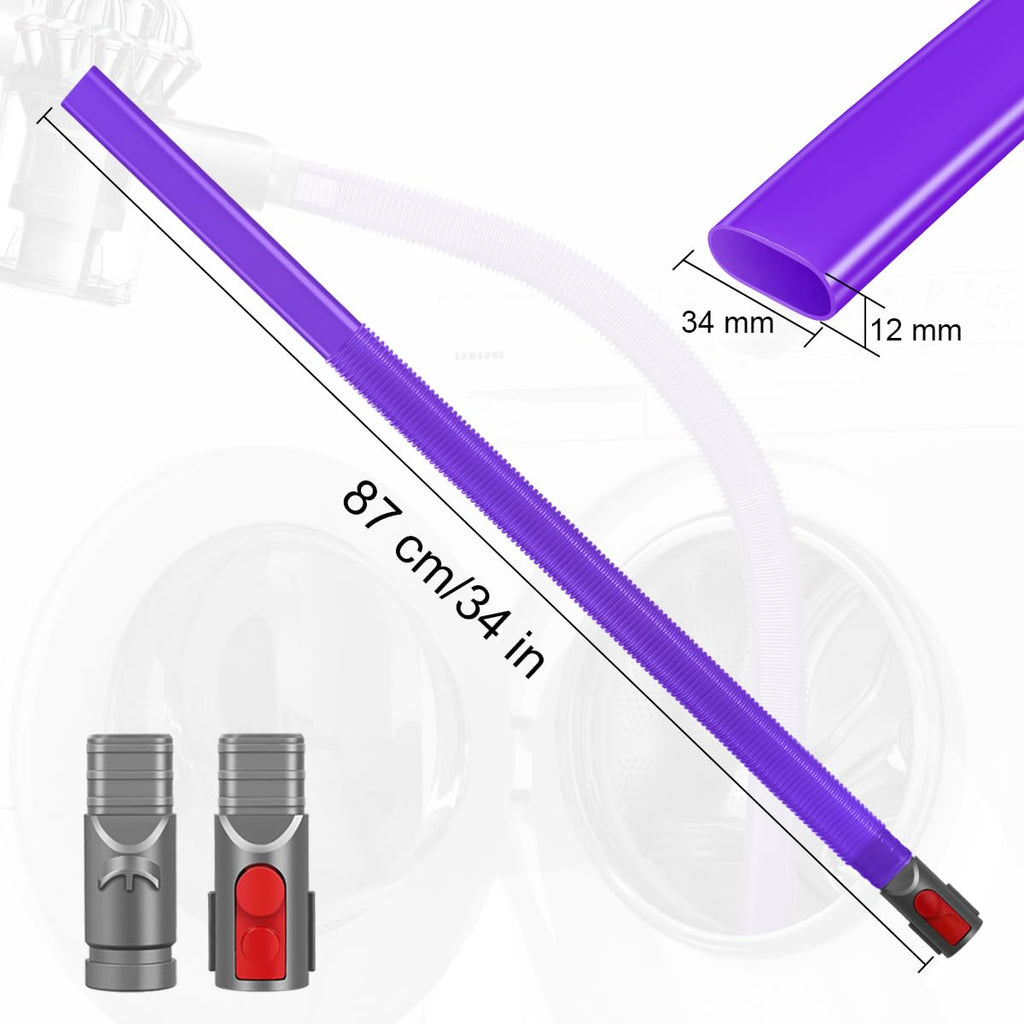 FUNTECK Dryer Lint Vacuum Attachment Compatible with Dyson V15 V12 V11 V10 V8 V7 V6 Vacuum Cleaners, Flexible Vent Lint Cleaner Kit, 34 inches