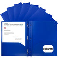 EEHZTSI 12-Pack Plastic Folders with Pockets and Prongs,2-Pocket Folders with 3 Fasteners, Poly Folders Holds 8-1/2" x 11" Paper for School/Office/Home (12, Blue)