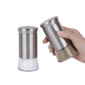 Gala Houseware 2 Pack Salt and Pepper Shakers, 4.6 oz Salt Shaker Spice Dispenser, Stainless Steel with Glass Bottoms, Refillable Design, Ideal for Kitchen, Dining Table, Camping, and BBQs