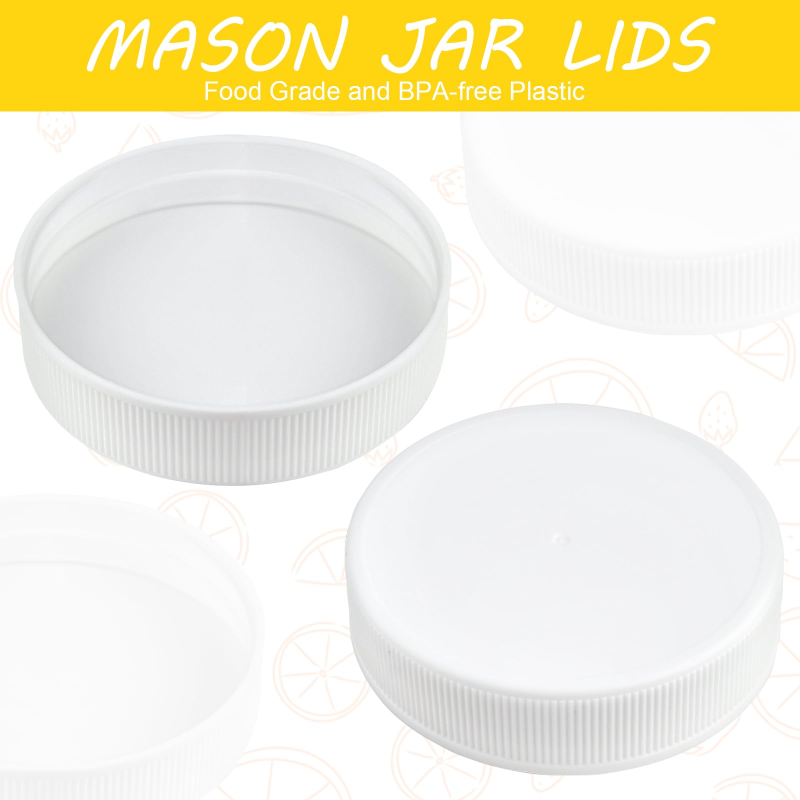 Supkiir 30pcs Plastic Mason Jar Lids, 70mm Food-Grade White Mason Jar Caps, Leak Proof Regular Mouth Mason Jar Canning Lids BPA Free Standard Mason Jar Lid for Kitchen Storage