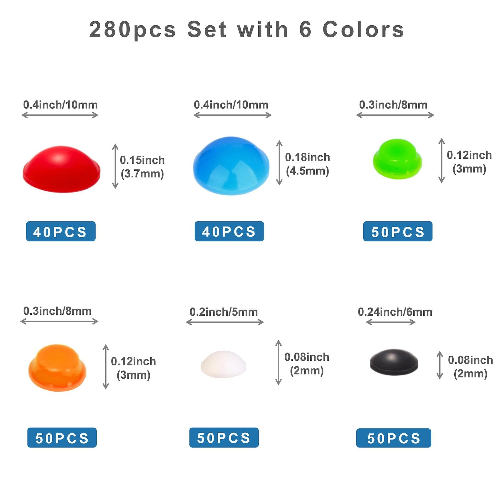 BLEWAY Bump Dots for Visually Impaired 280 Pcs Combo Pack(Orange&Red&Blue&White&Black&Green) - Low Vision Aids Braille Stickers Raised Tactile Dots for Elderly, Blind