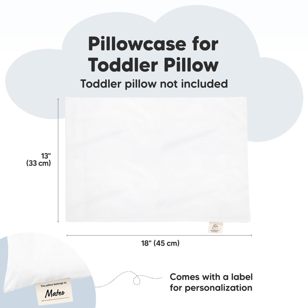 KeaBabies Toddler Pillowcase 13"x18" - Organic Cotton Toddler Pillowcase for Kids, Boys, Girls, Soft & Durable Cotton Cover for Miniature Sleepy Pillows,Cute Colors,Pillow Sold Separately(Soft White)