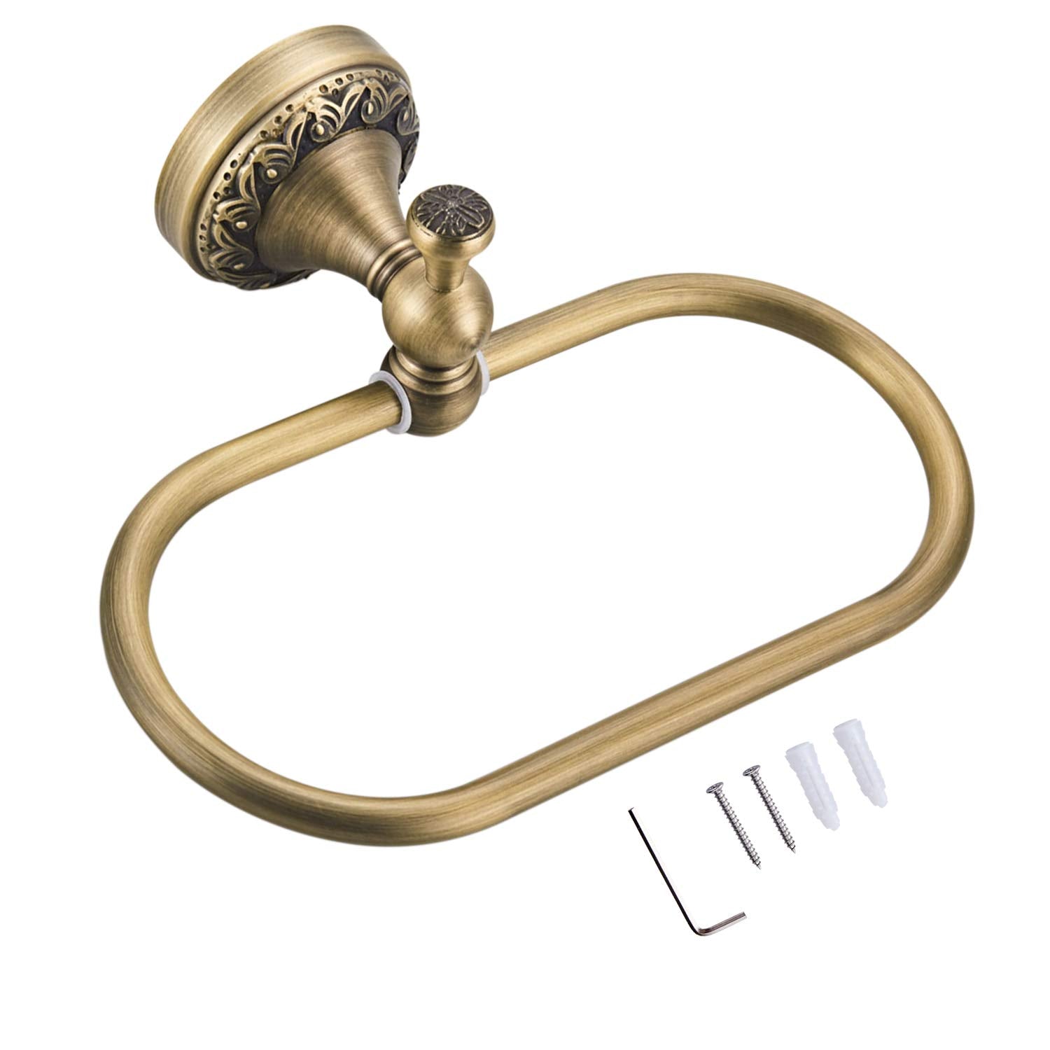 Aothpher Brass Towel Ring Oval Contemporary Bathroom Hand Towel Holder Wall Mounted,Antique Brass Finish