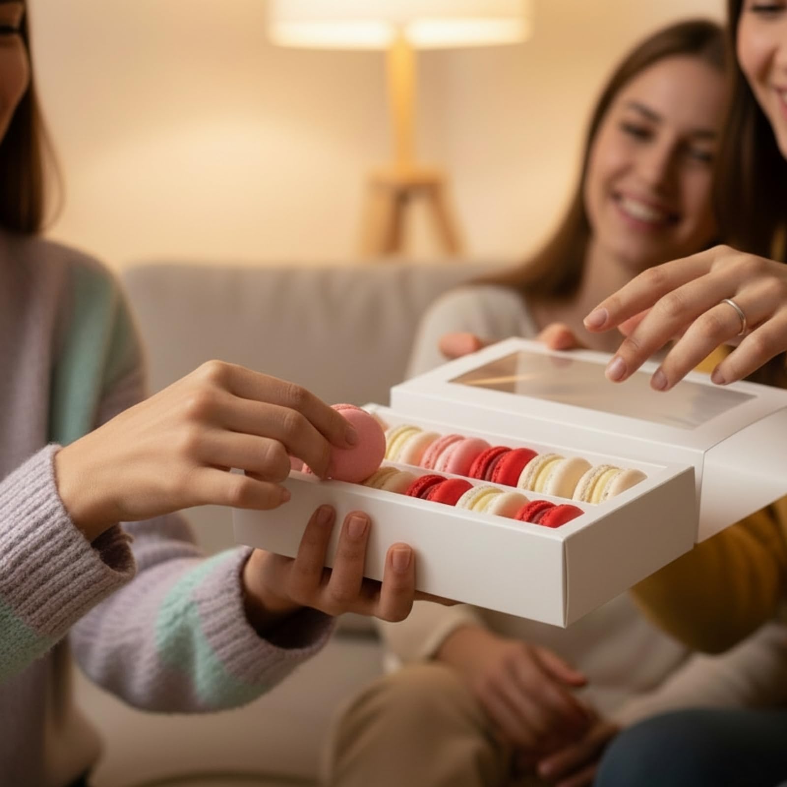 Dicunoy 30 Pack Macaron Boxes for 12, Macaron Gift Packaging Box with Clear Window, White Bakery Boxes, Cookie Packaging Box for Strawberry Gift, Chocolate, Truffles Cake, Desserts, Mini Cupcakes, Muffins