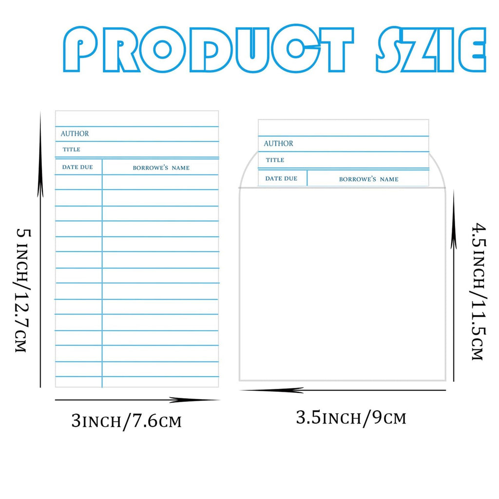100 Pack Library Card Pockets with Self Adhesive Backing & Due Date Cards with Envelopes, Cd Dvd Storage Pockets Book Checkouts Slips for School & Home Use Office & Public Library