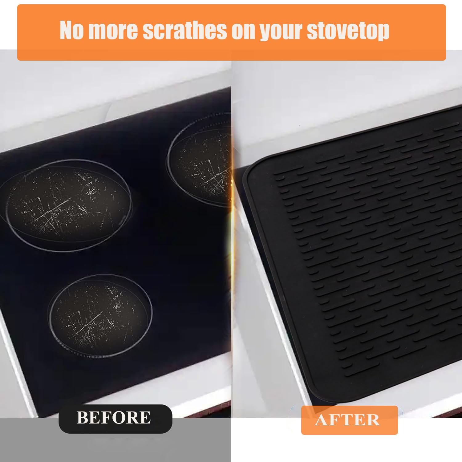 Eazmate Silicone Stove Top Cover for Electric Stove 28 x 20 Inch, Silicone Mat Protector for Extra Kitchen Space, Heat Resistant Stovetop Cover, Black