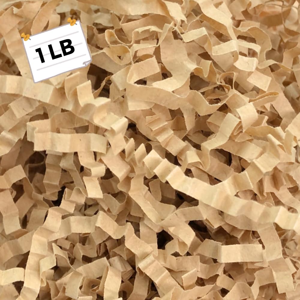 1LB Crinkle Cut Paper Shred Filler - Gift Basket Filler, Eco-Friendly Packing Material for Birthdays, Christmas, Weddings – Brown