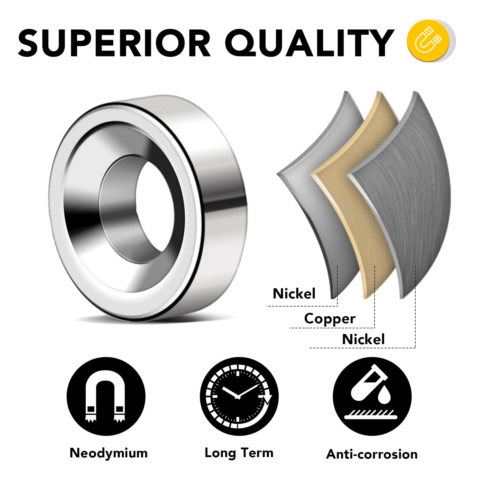 DIYMAG Disc Magnets, Rare Earth Magnets with Hole for Kitchen Cabinet, Tool Storage, Office and Crafts, Disc Button Magnet, 45 PCS