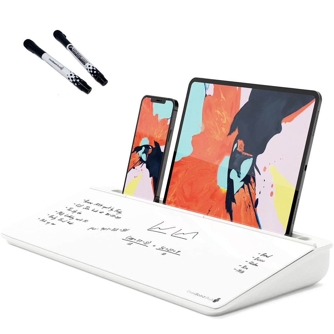 DeskBoard Buddy Desktop Whiteboard Plus Markers (White)